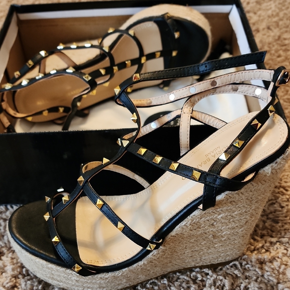 Stylish Black Wedge Sandals